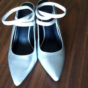 Silver pointy stilettos size 10
